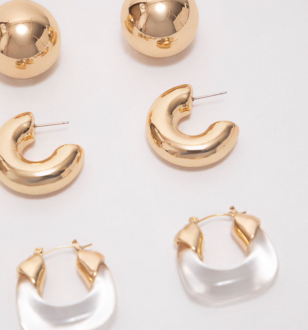 Aretes chunky transparencia set x 3