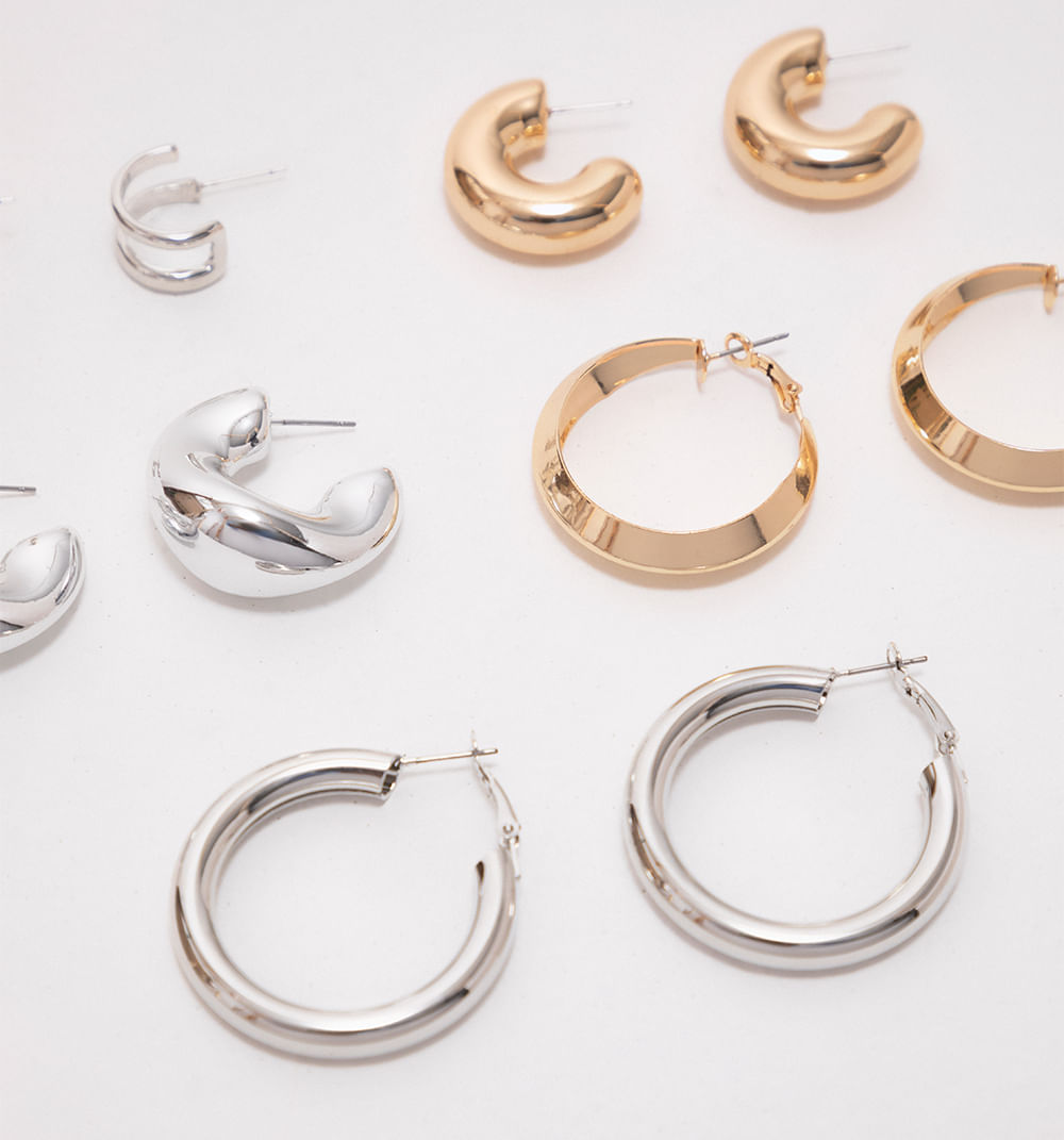 Aretes chunky bicolor set x6