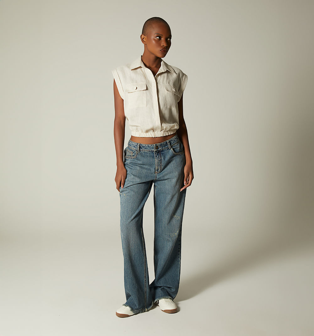 Blusa manga sisa con elastico
