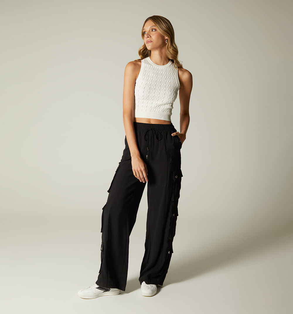 Pantalon cargo pretina resortada