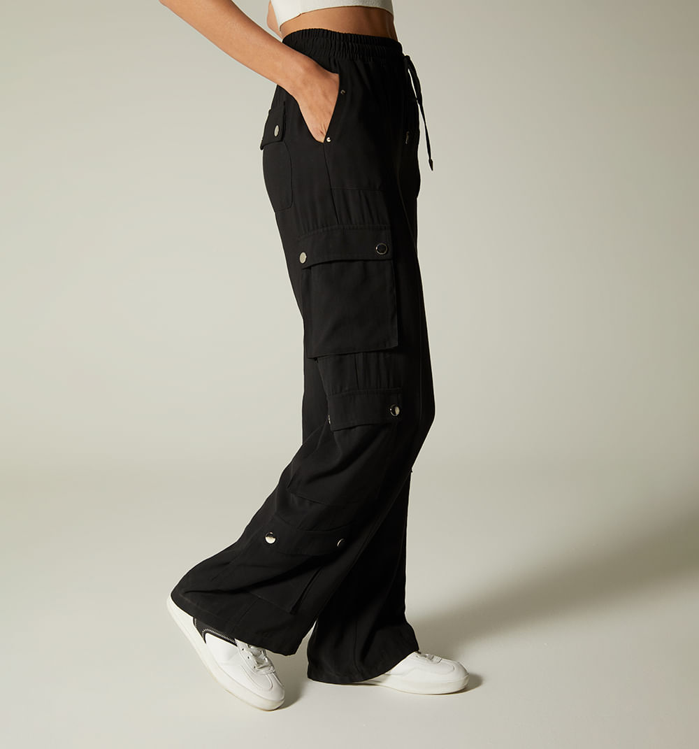 Pantalon cargo pretina resortada