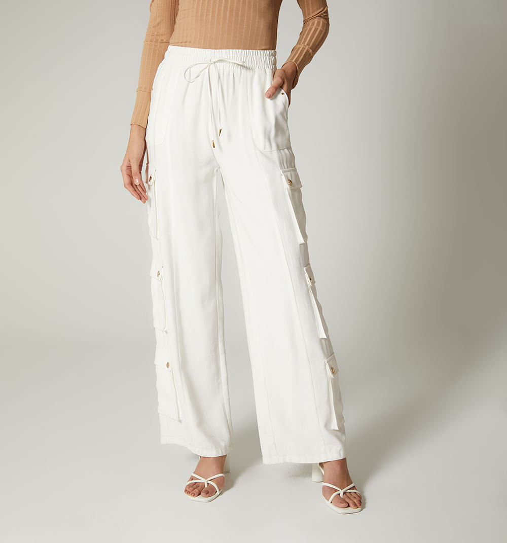 Pantalon cargo pretina resortada