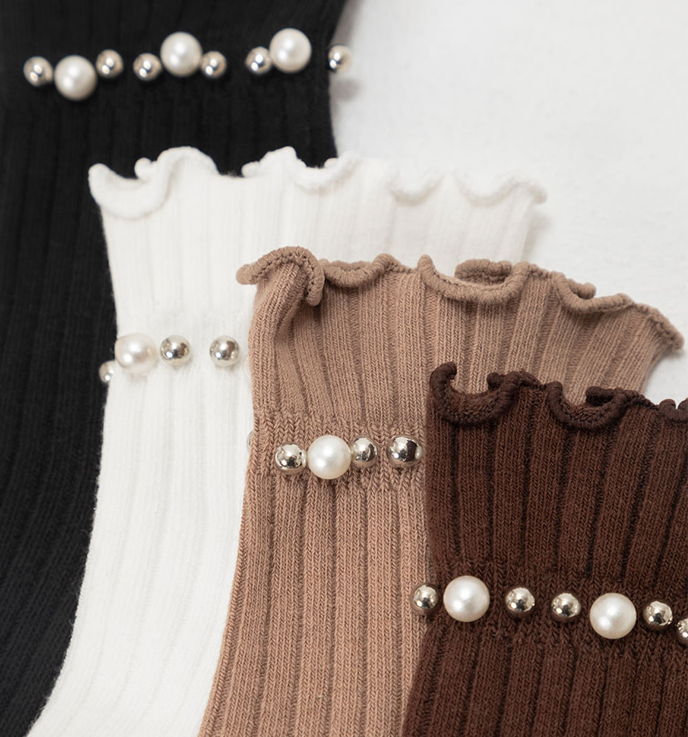 Medias cortas bolero  con perlas set x 4