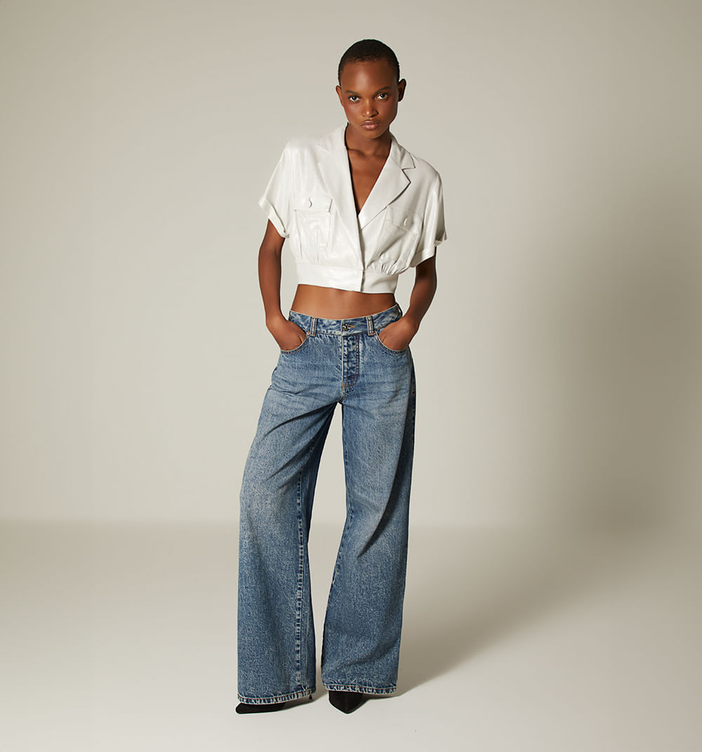 Blusa cruzada con solapa