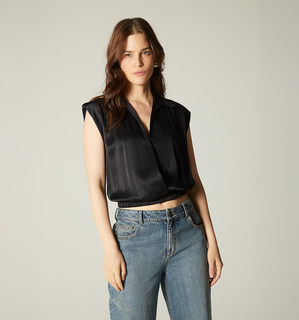 Blusa manga sisa frente cruzado