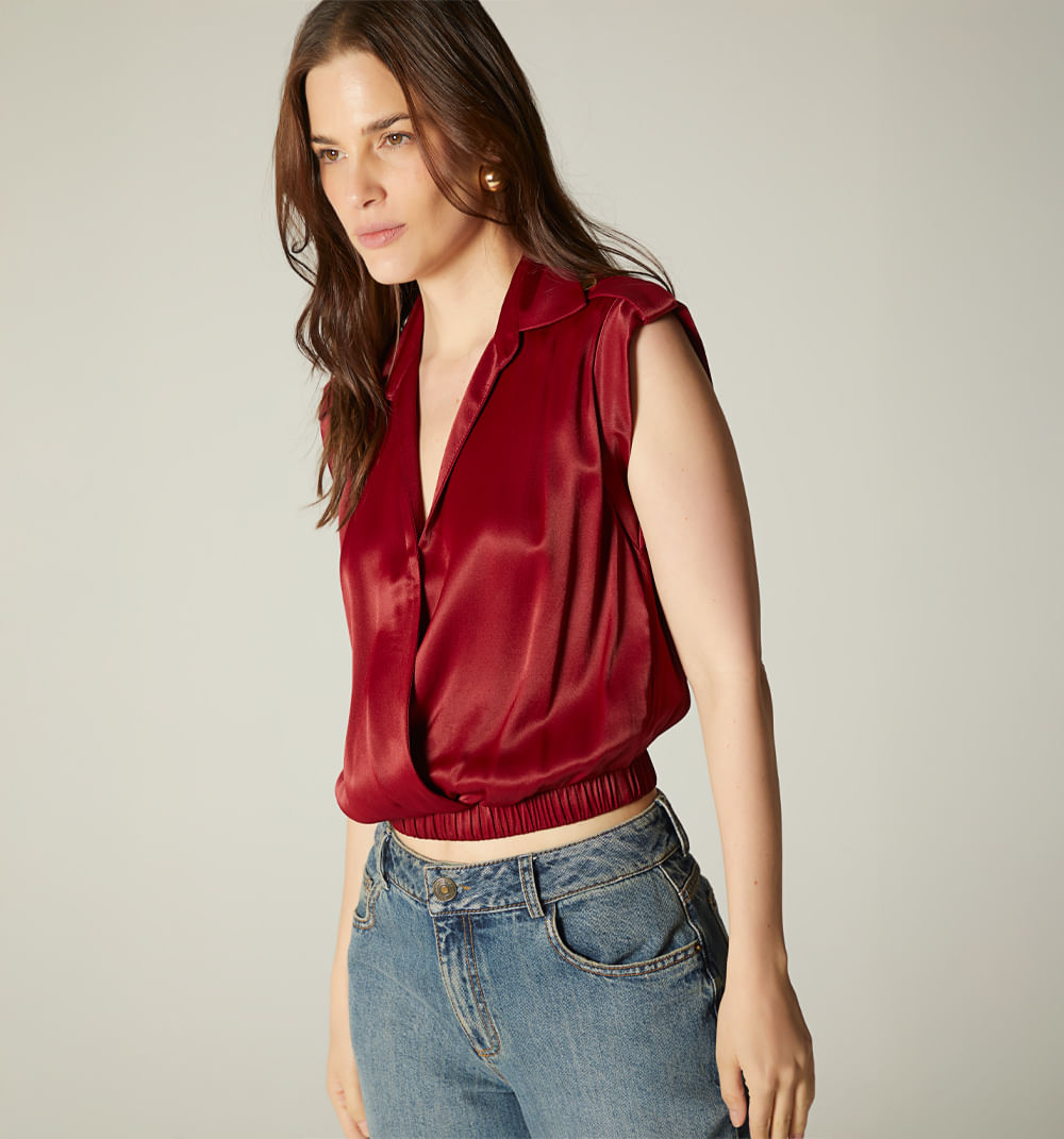 Blusa manga sisa frente cruzado