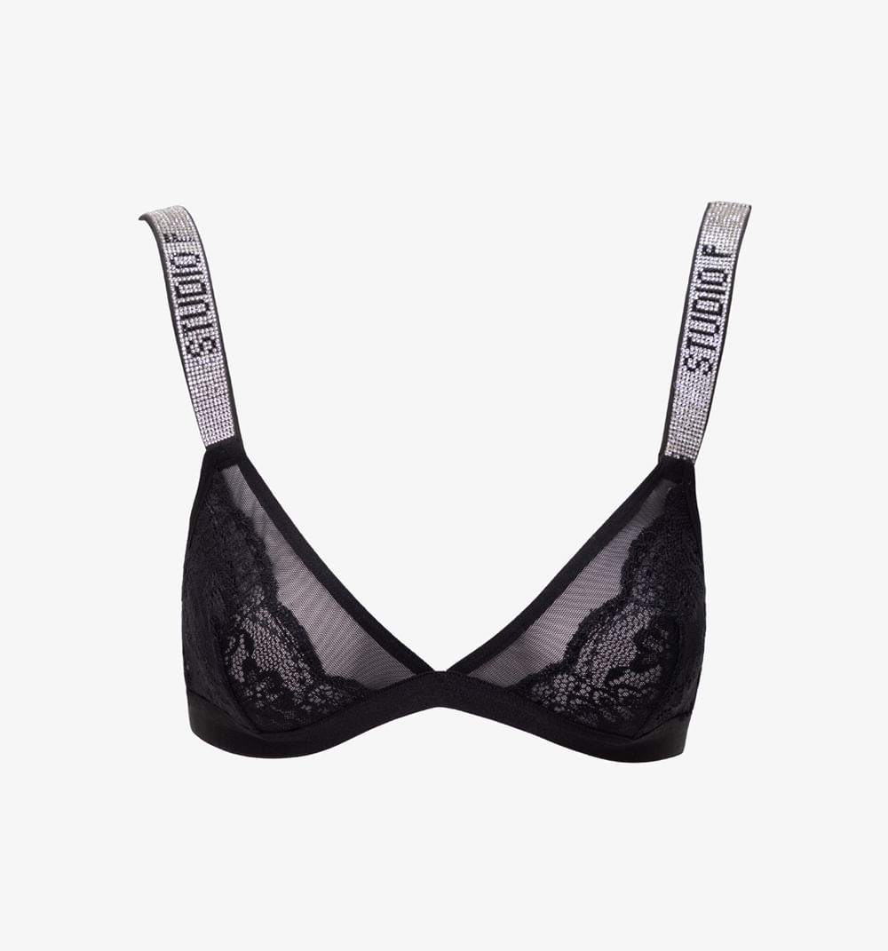 Bralette encaje detalle tira logo hotfix