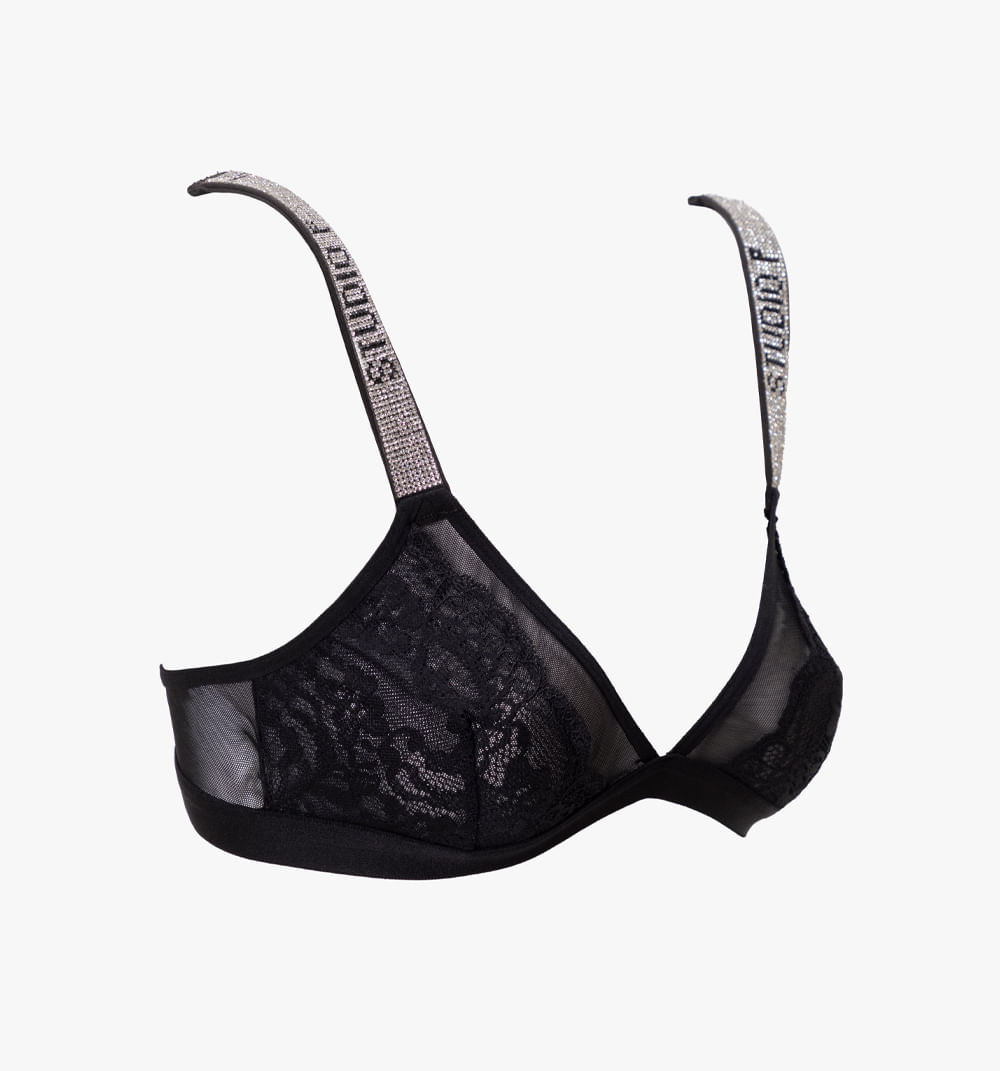 Bralette encaje detalle tira logo hotfix