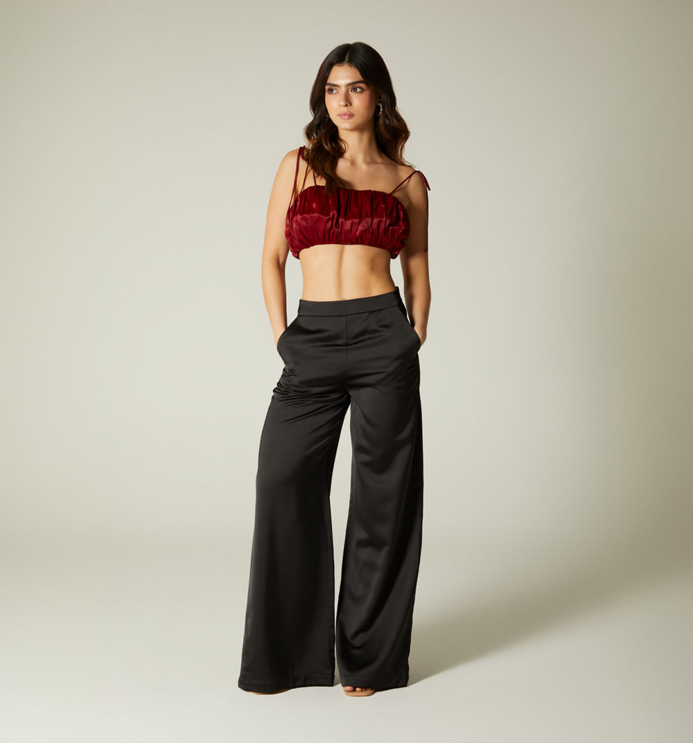 Crop top  de tiras anudadas frente drapeado