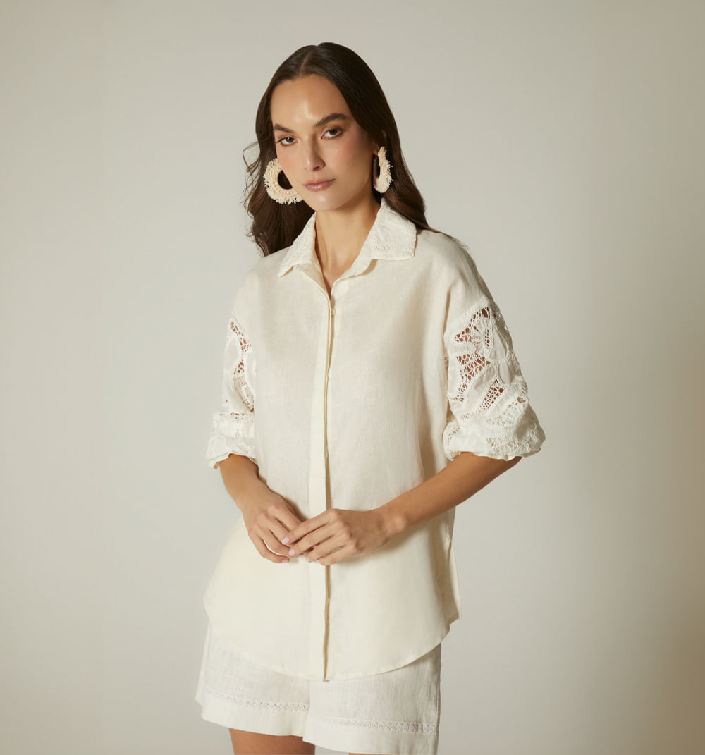 Bluson camisero con mangas en combinacion