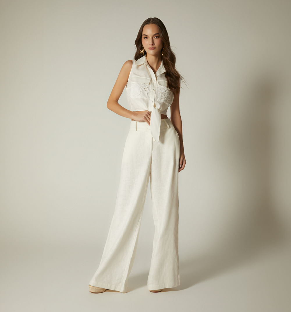 Blusa sisa de amarre con bolsillos front