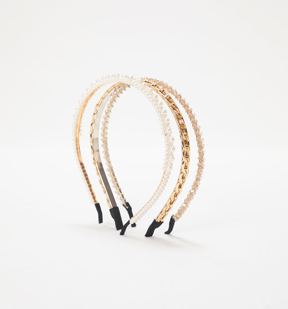 Set de diademas perlas .cadena y cristal