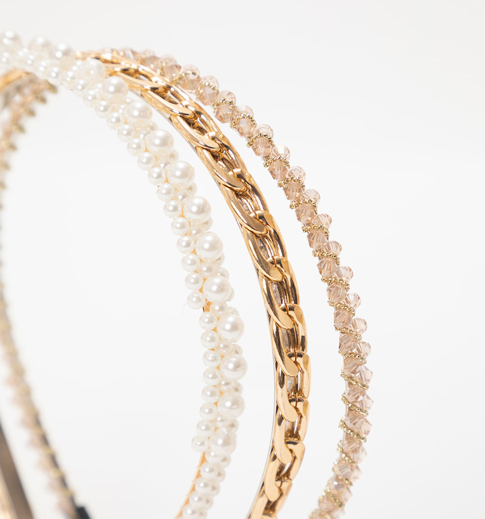Set de diademas perlas .cadena y cristal