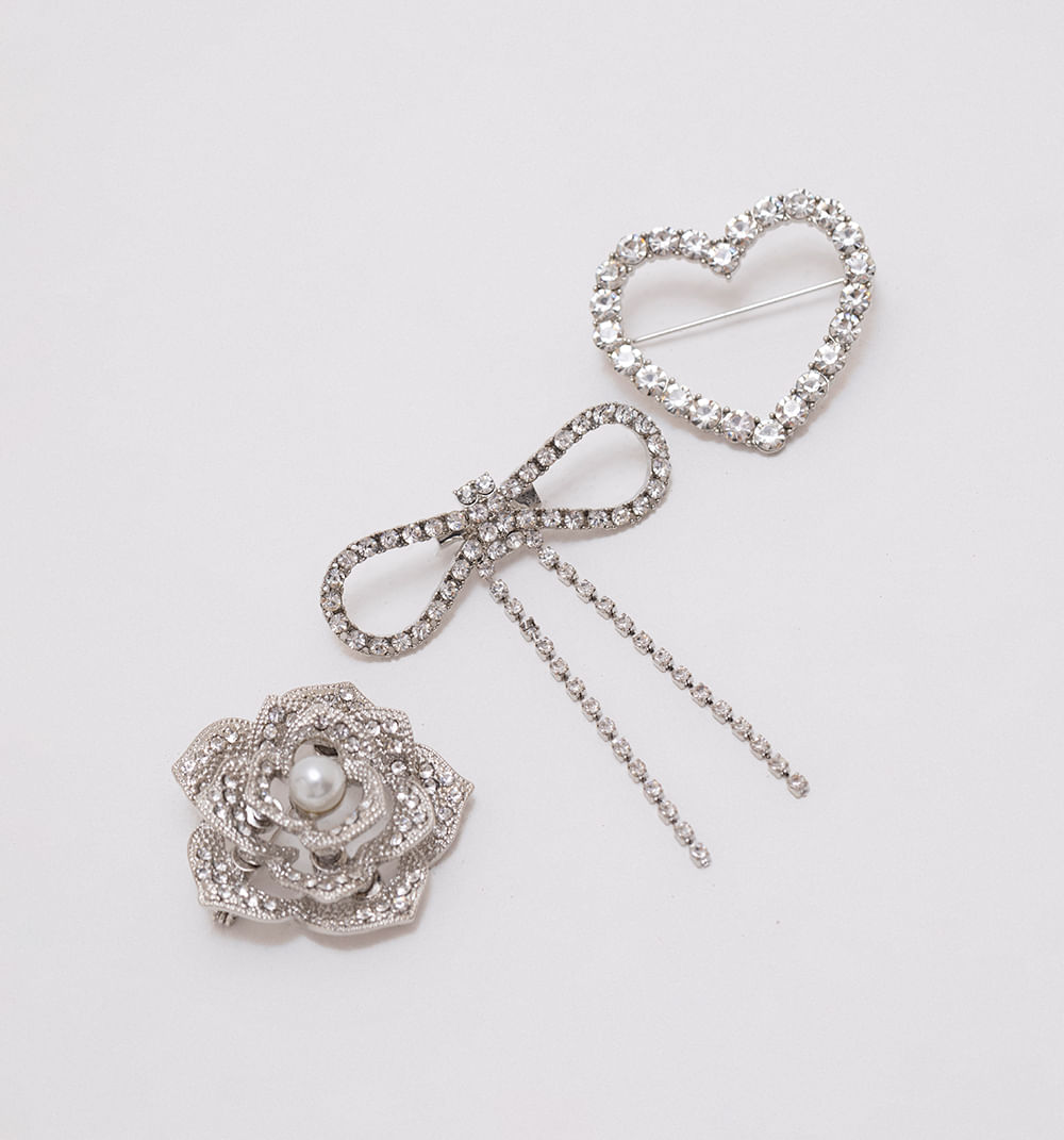 Prendedor brillo set x 3