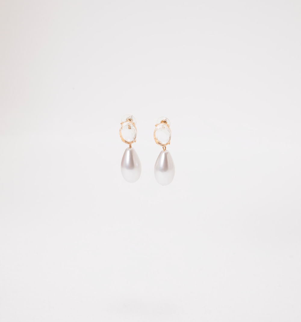 Aretes cristal y lagrima perla
