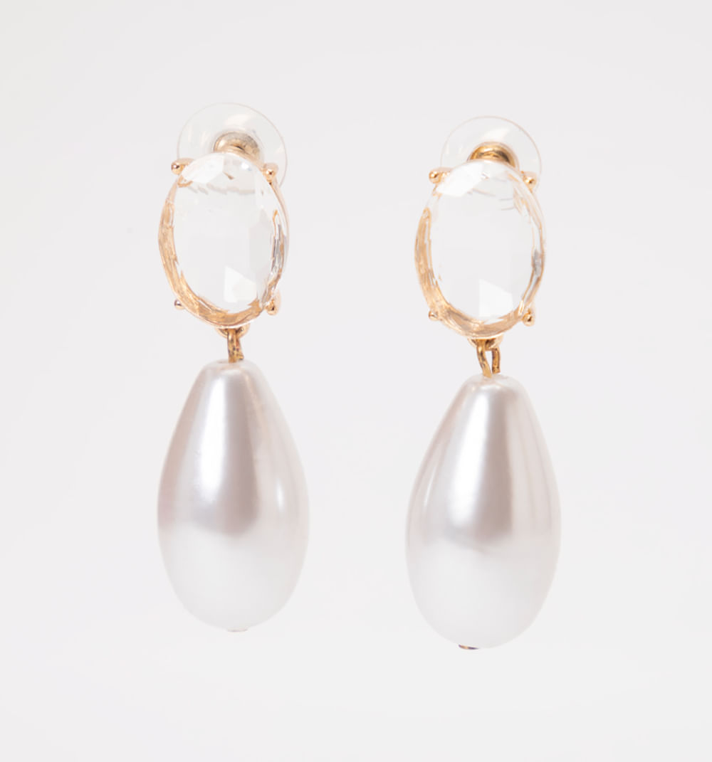 Aretes cristal y lagrima perla
