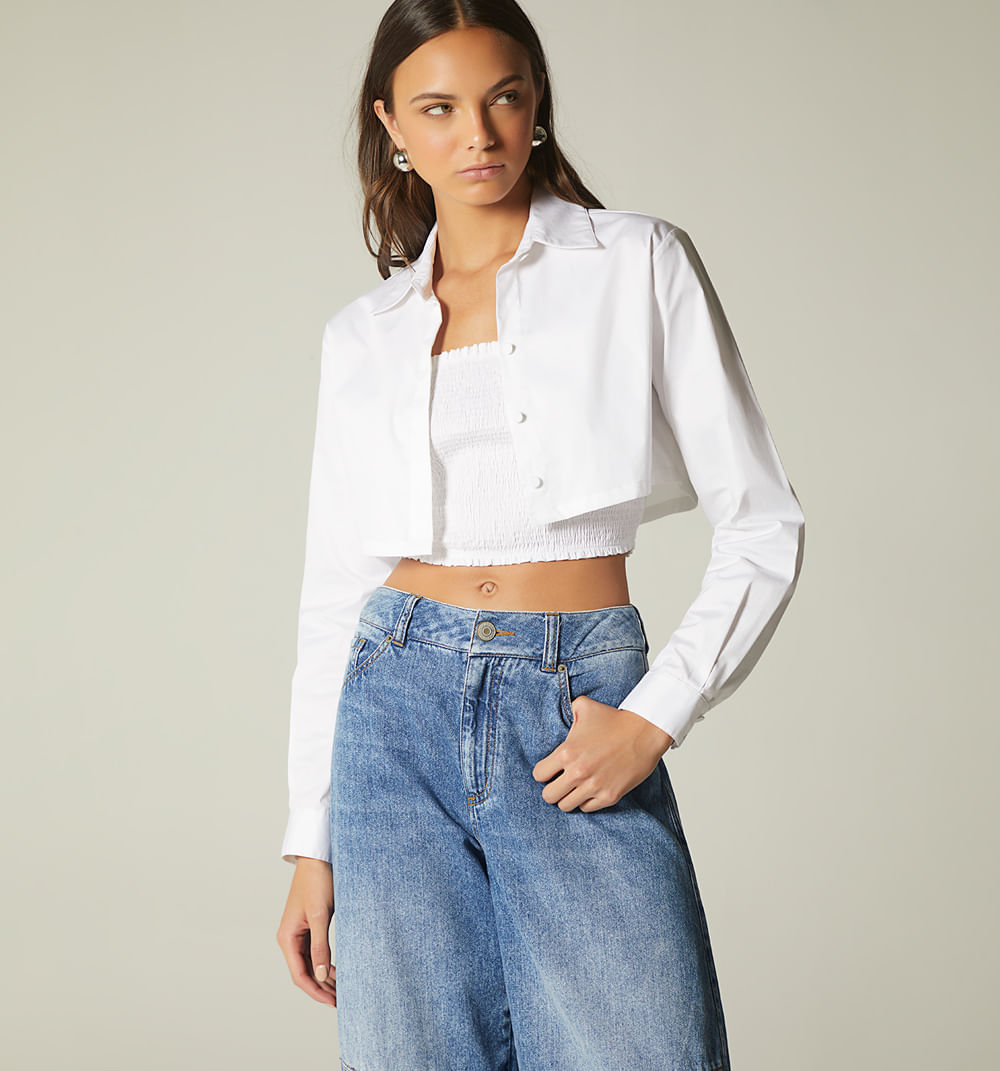 Blusa sobrepuesta con blusa interno ruchada