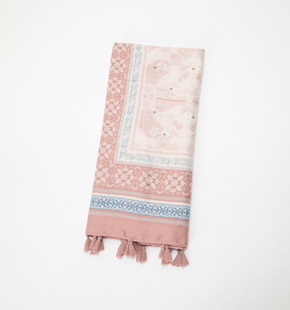 Pashmina estampada con pompom