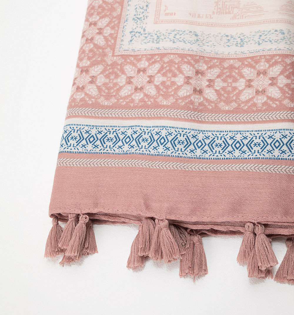 Pashmina estampada con pompom