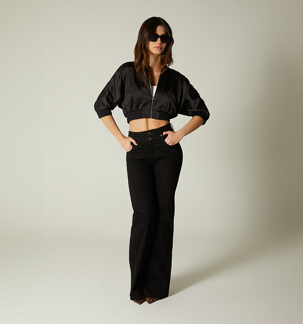 Chaqueta bomber con rib en cuello puño y