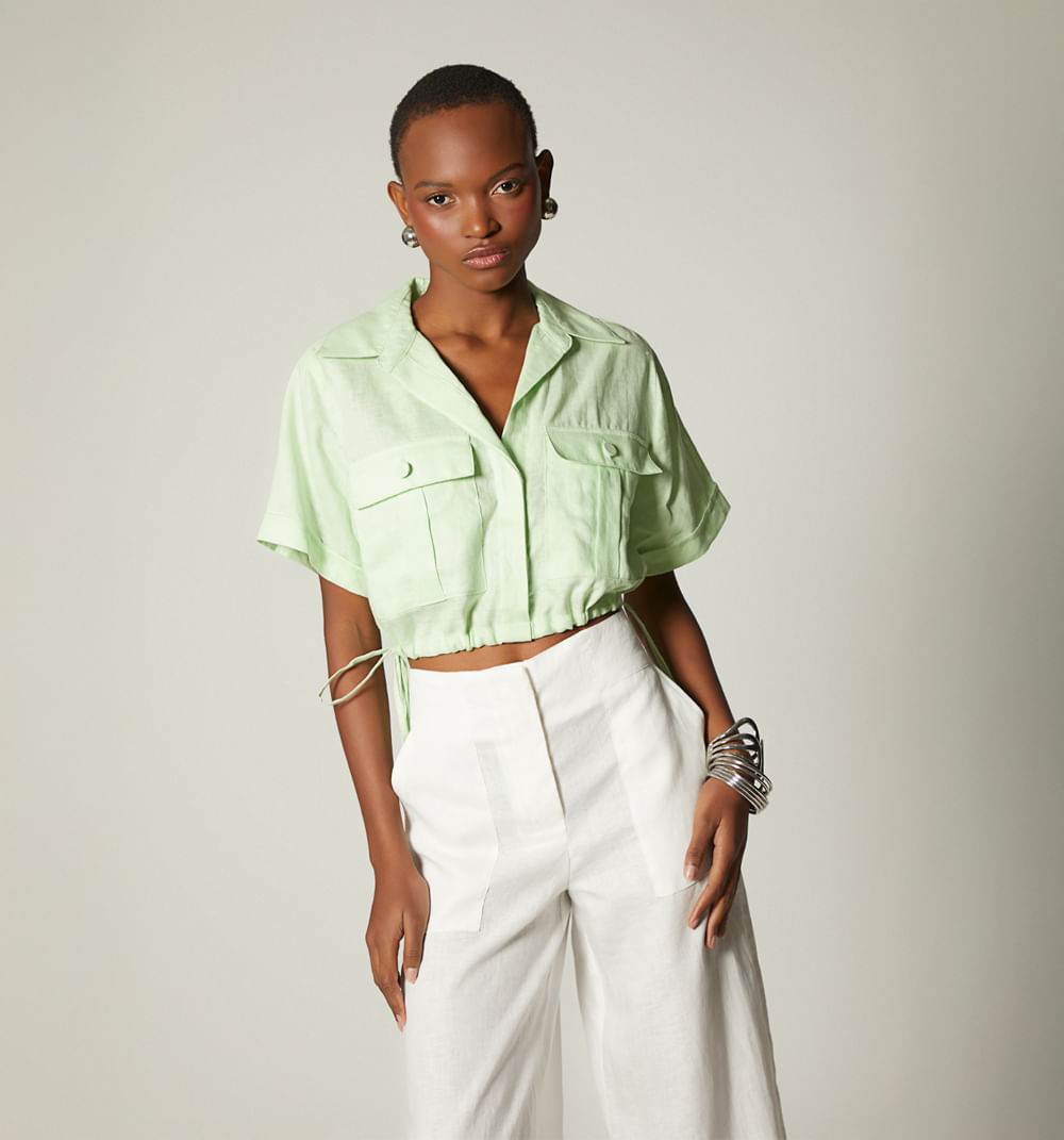 Blusa manga corta con tiras