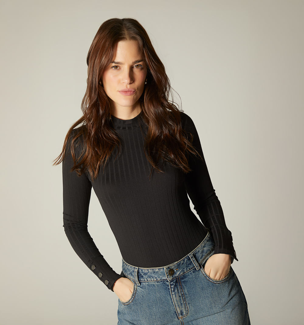 Blusa manga larga cuello tortuga