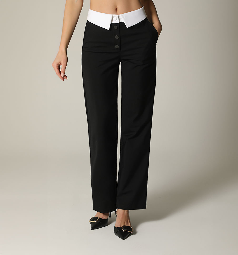 Pantalon tiro alto pretina combinada