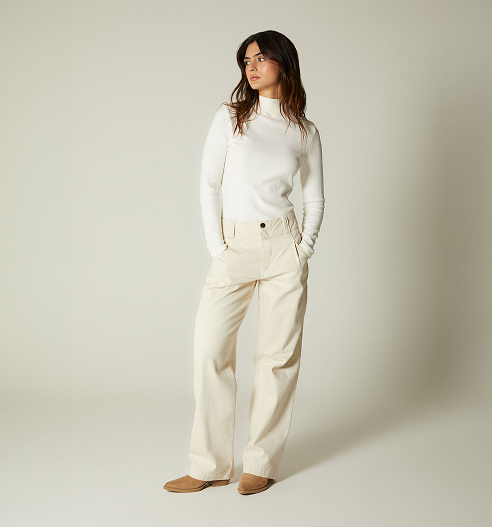 Jean bota recta, tiro alto, con prense p