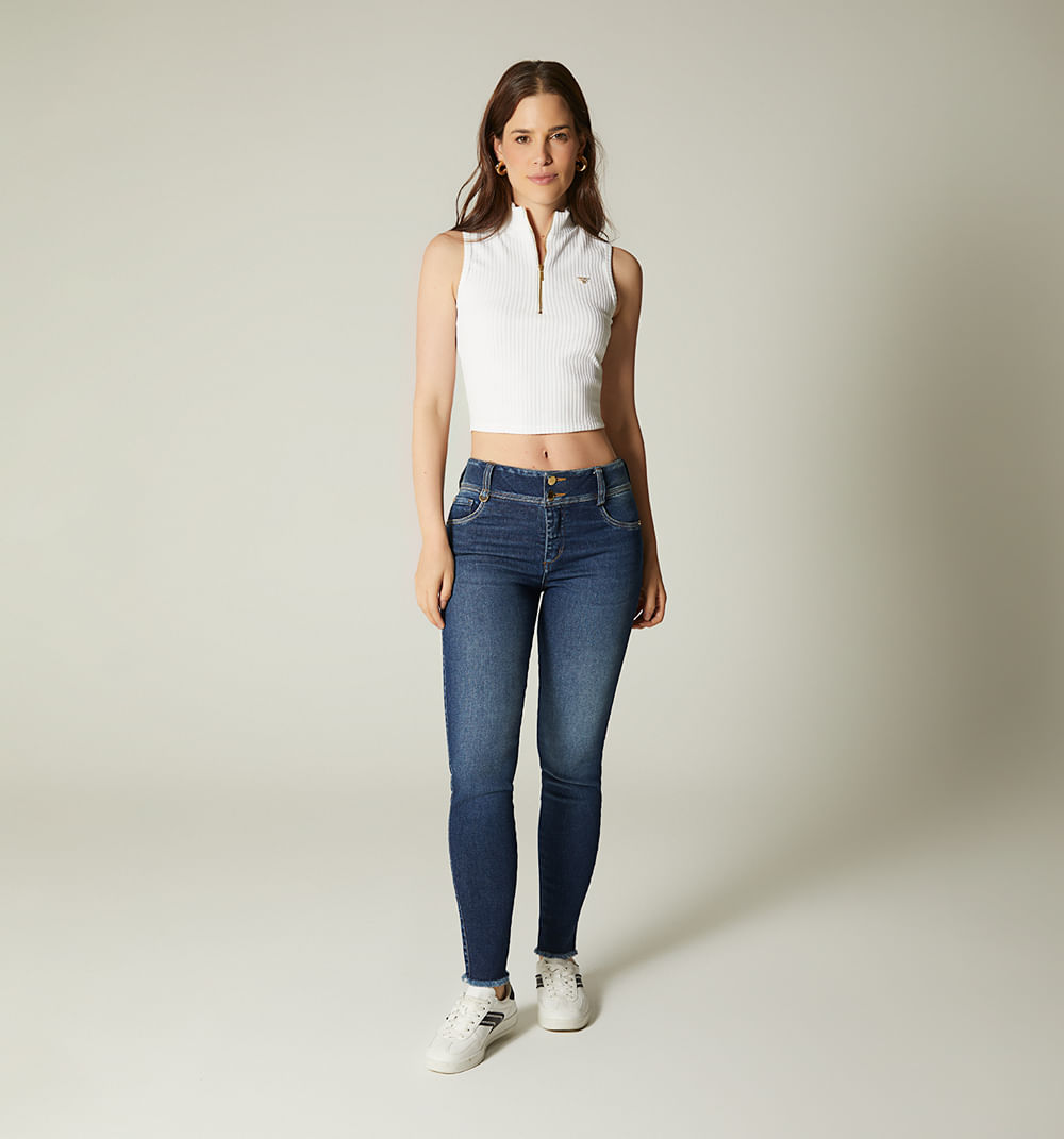 Jean  skinny tiro medio con borla para m