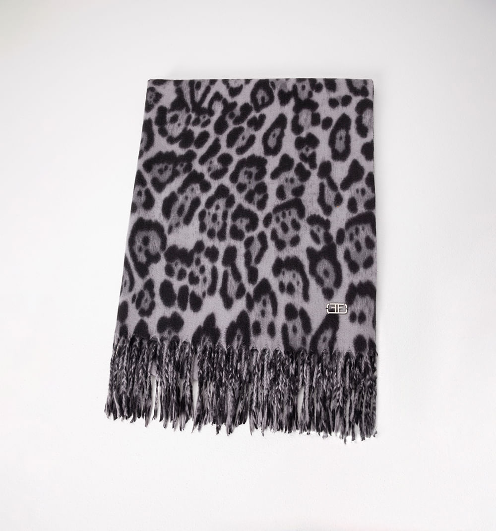 Pashmina animal print con flecos