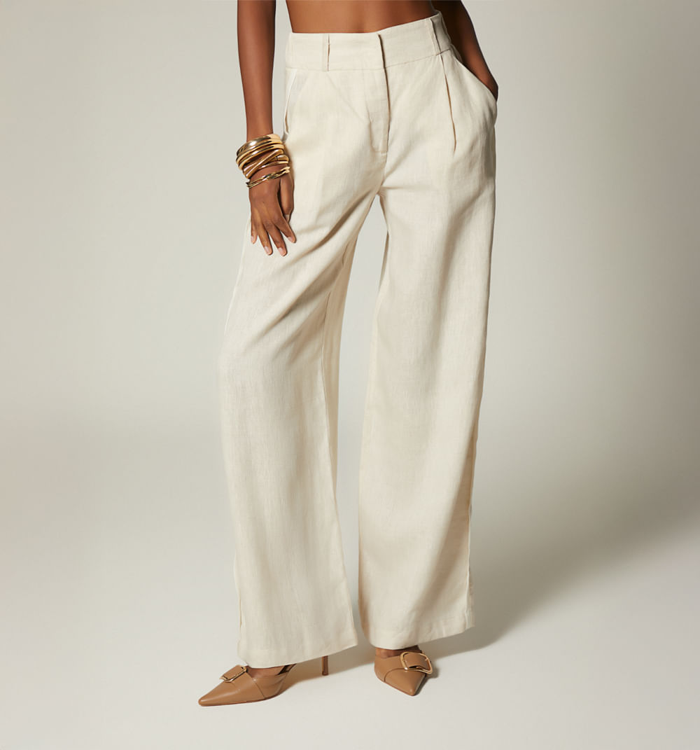 Pantalon palazzo tiro alto vivo lateral
