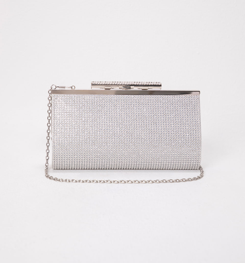 Bolso sobre malla con herraje en cristal
