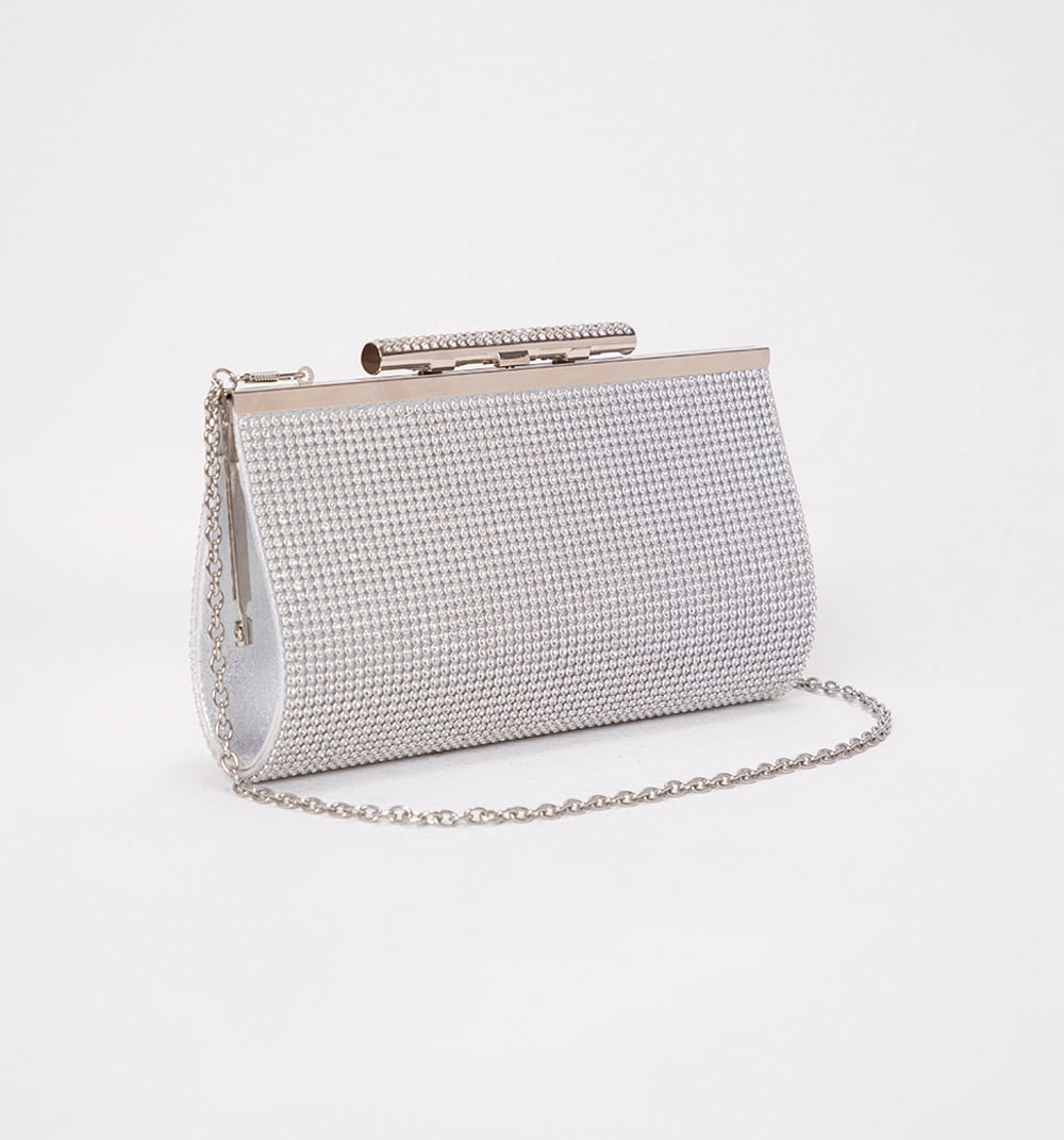 Bolso sobre malla con herraje en cristales