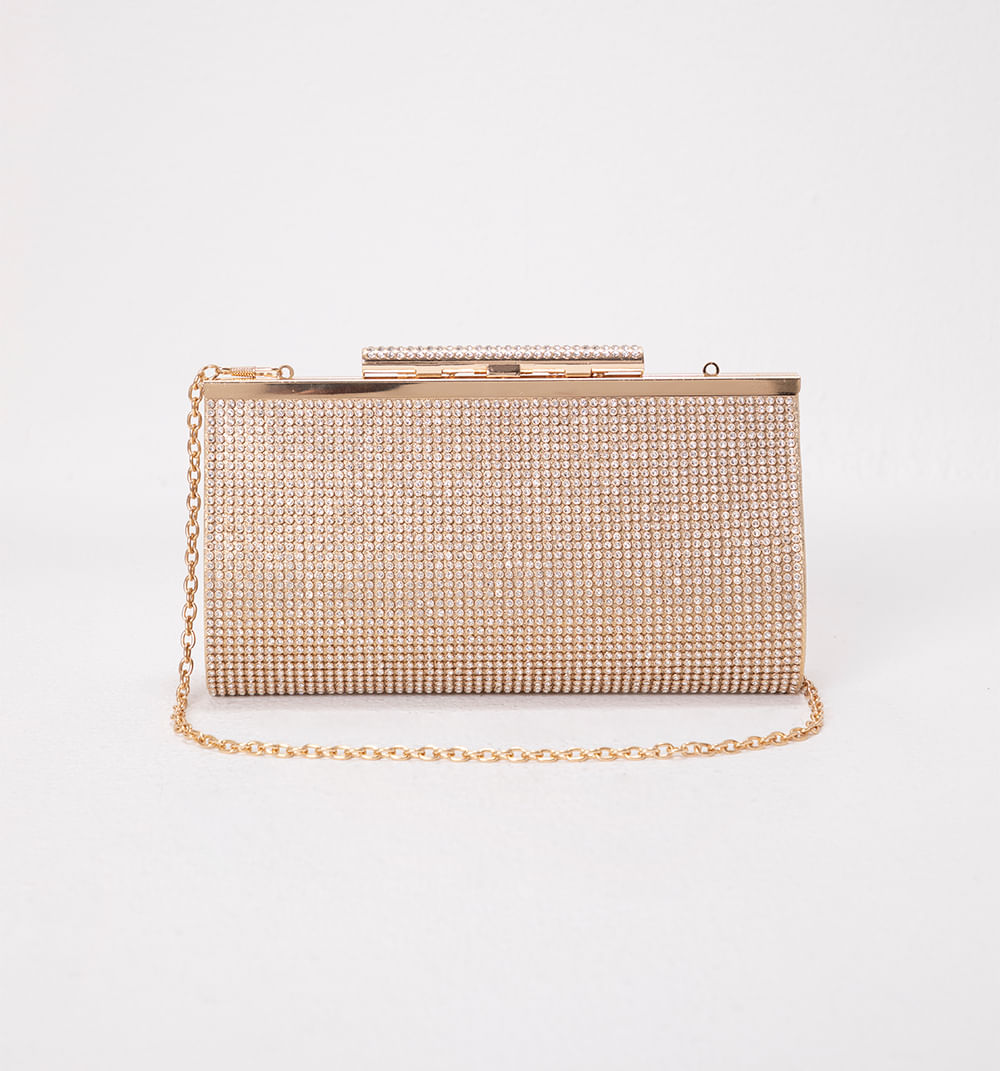 Bolso sobre malla con herraje en cristales