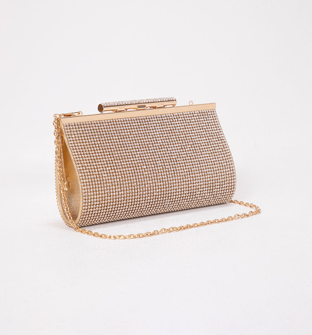 Bolso sobre malla con herraje en cristales