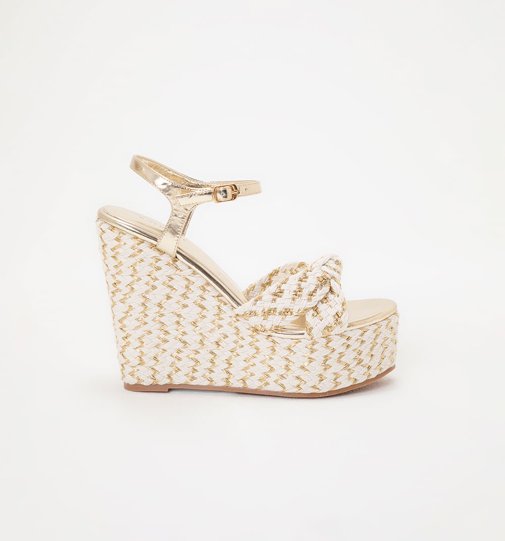 Sandalia plataforma cruzada con lurex