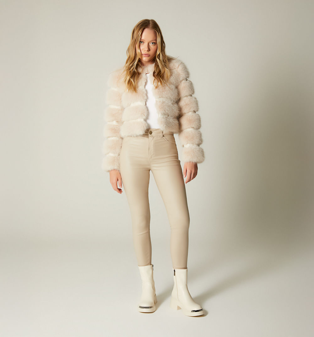 Jean ultraslim tiro alto en pu para muje