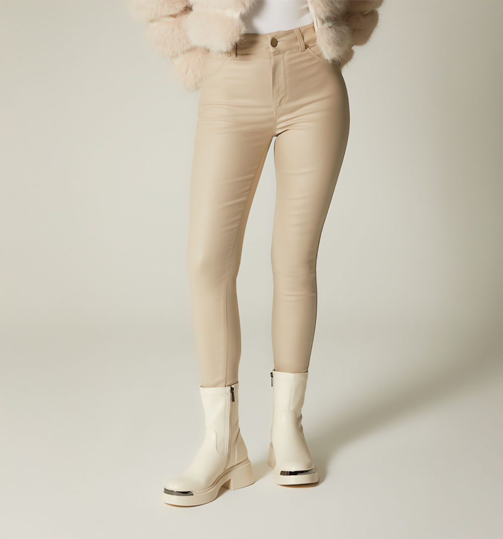 Jean ultraslim tiro alto en pu para muje