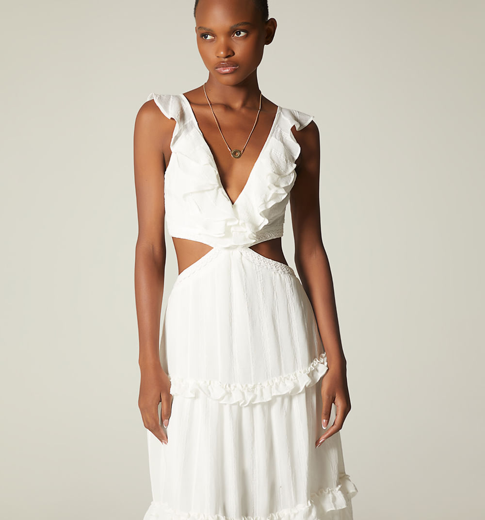 Vestido largo boleros en escote falda
