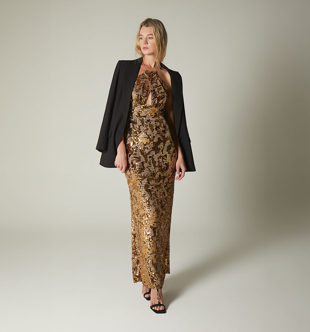 Vestido largo cuello halter