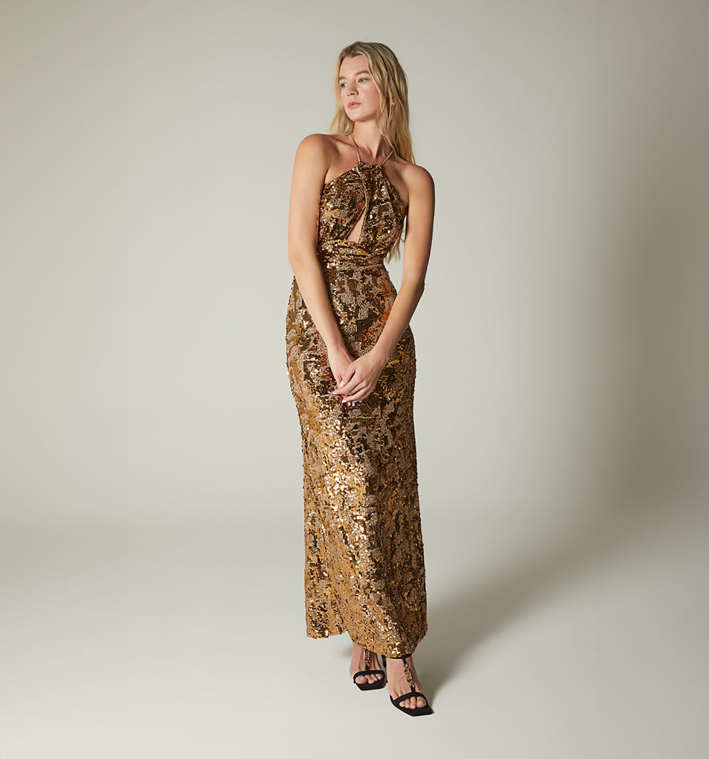 Vestido largo cuello halter