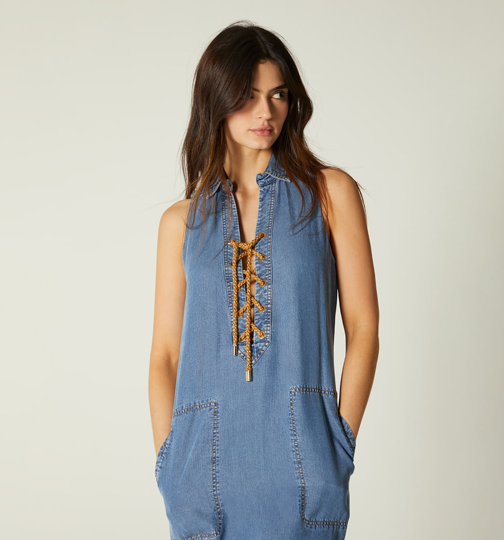 Vestido talego midi con cordon