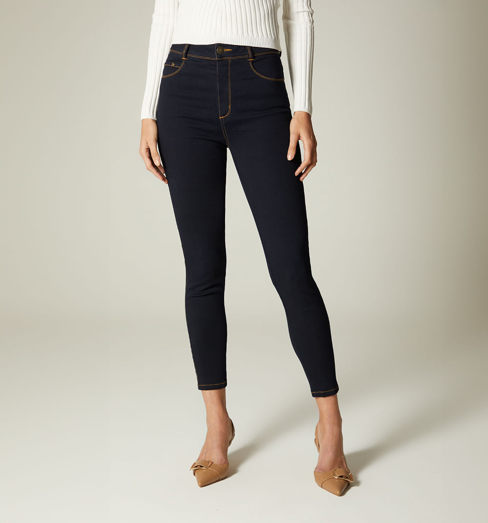 Jean ultra slim,cinco bolsillos, lupita tiro super alto tono oscuro