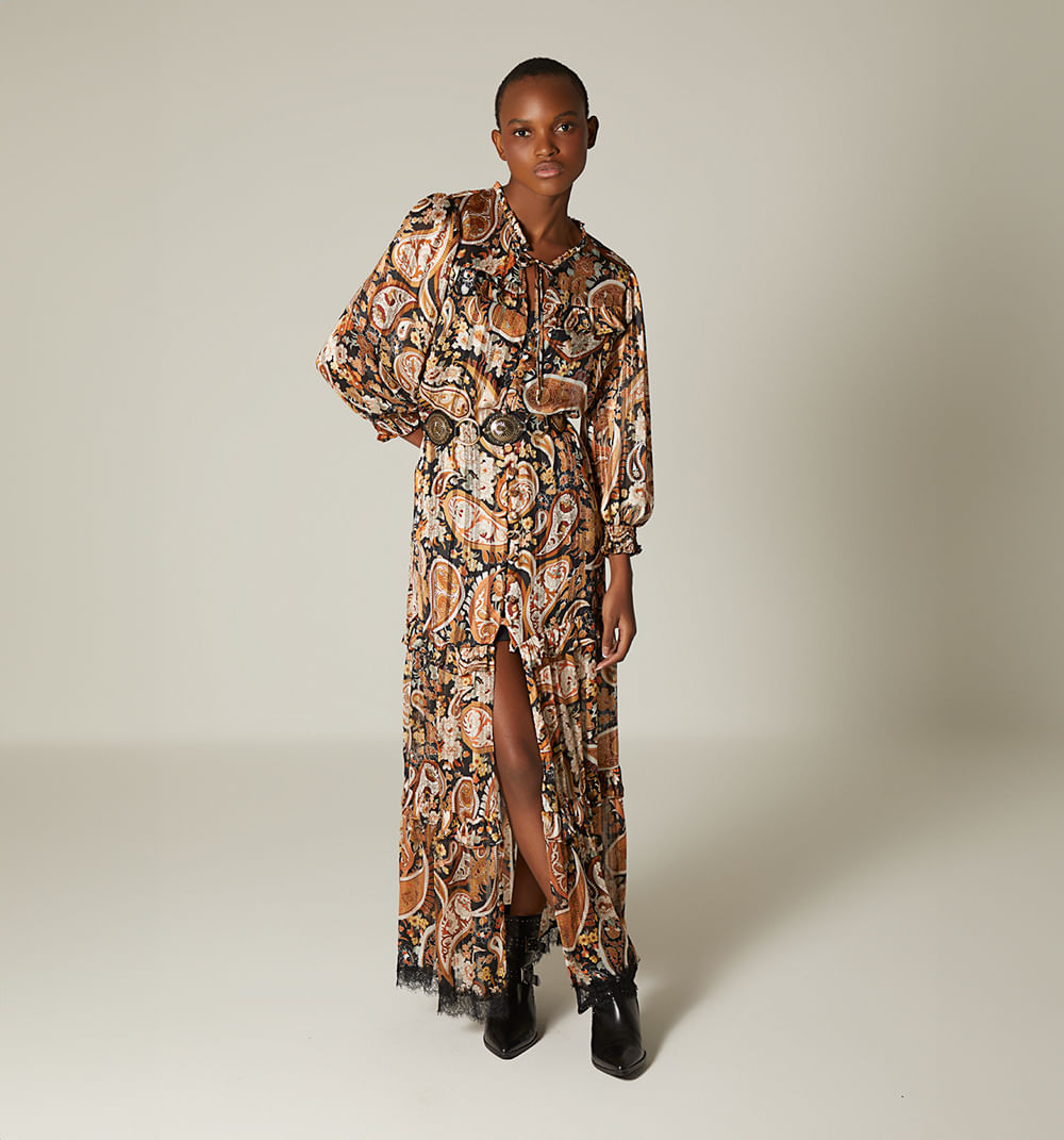 Vestido largo manga 3/4