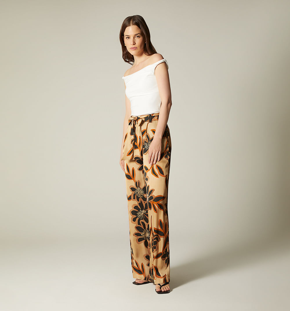 Pantalon tipo palazzo estampado