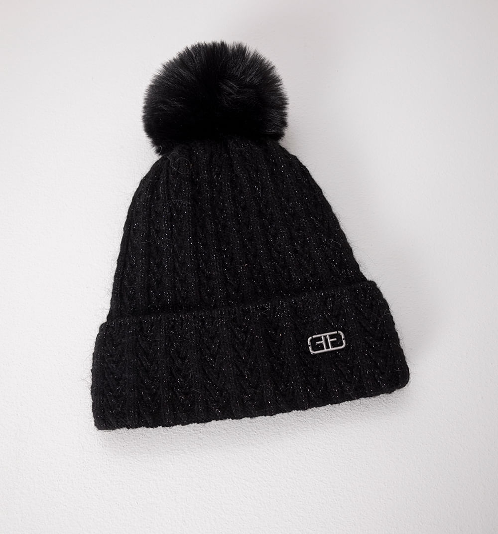 Gorro tejido trenzado con lurex