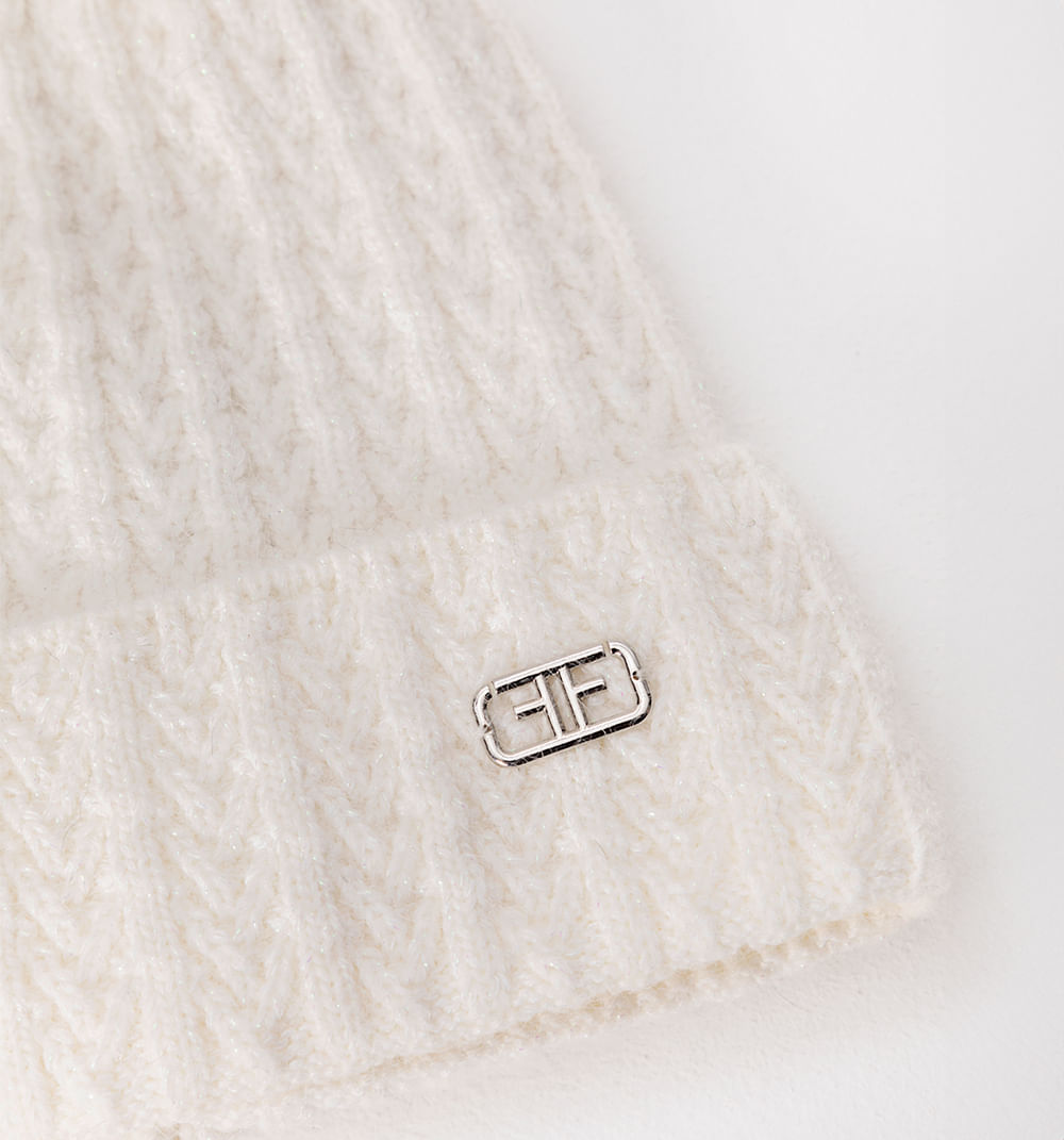 Gorro tejido trenzado con lurex