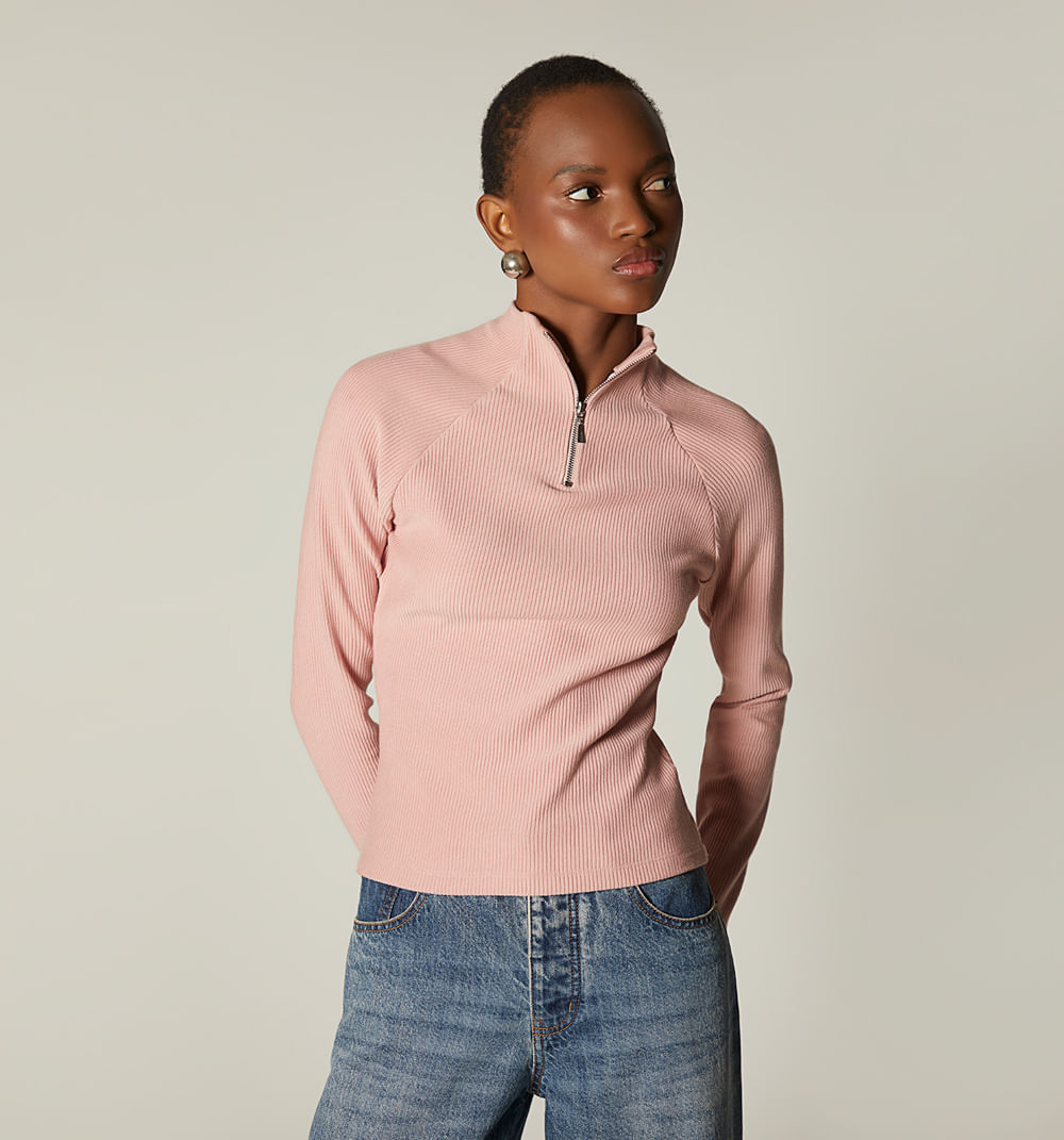 Blusa  manga larga cuello tortuga