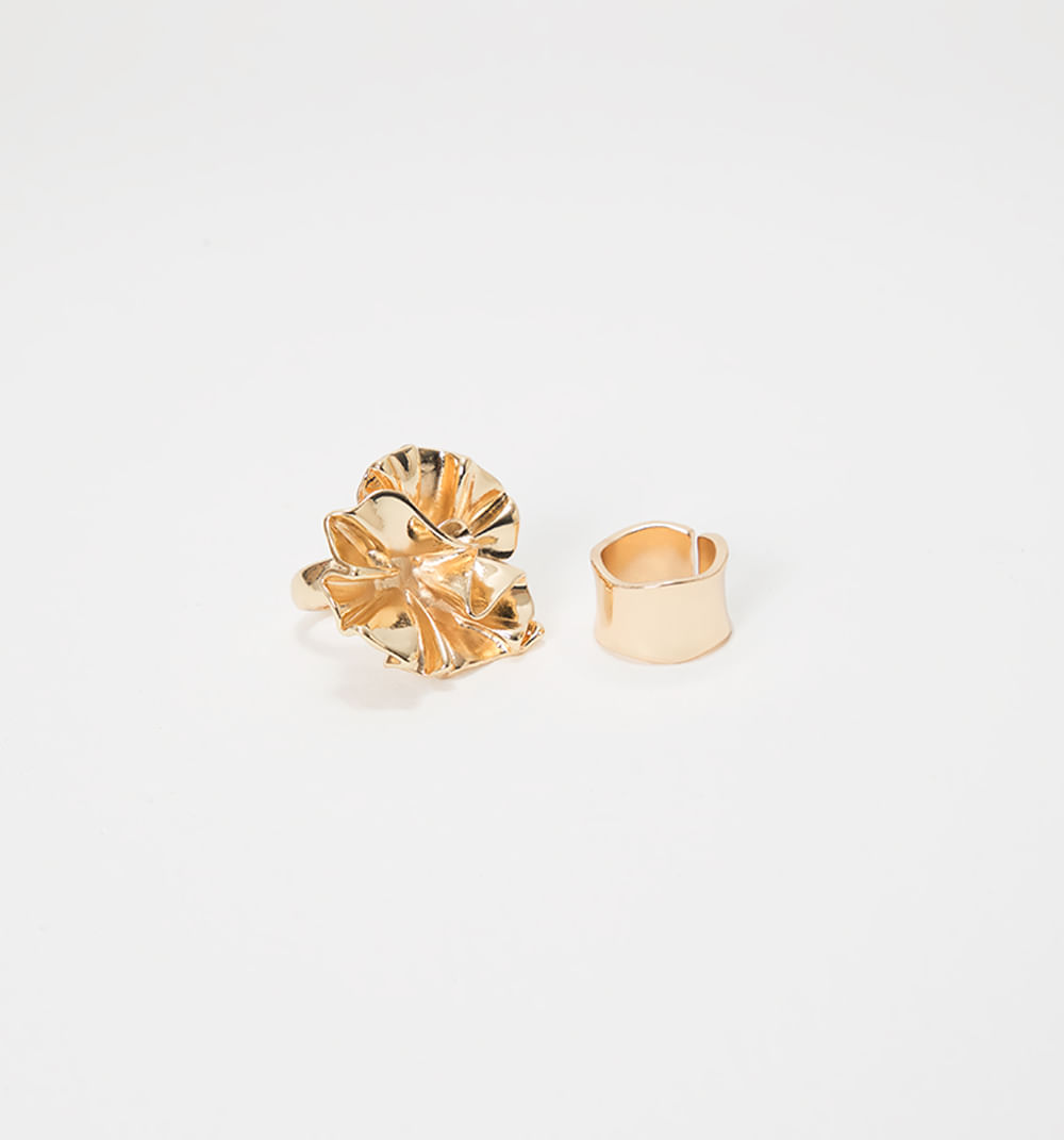 Anillo maxi flor y argolla set x2