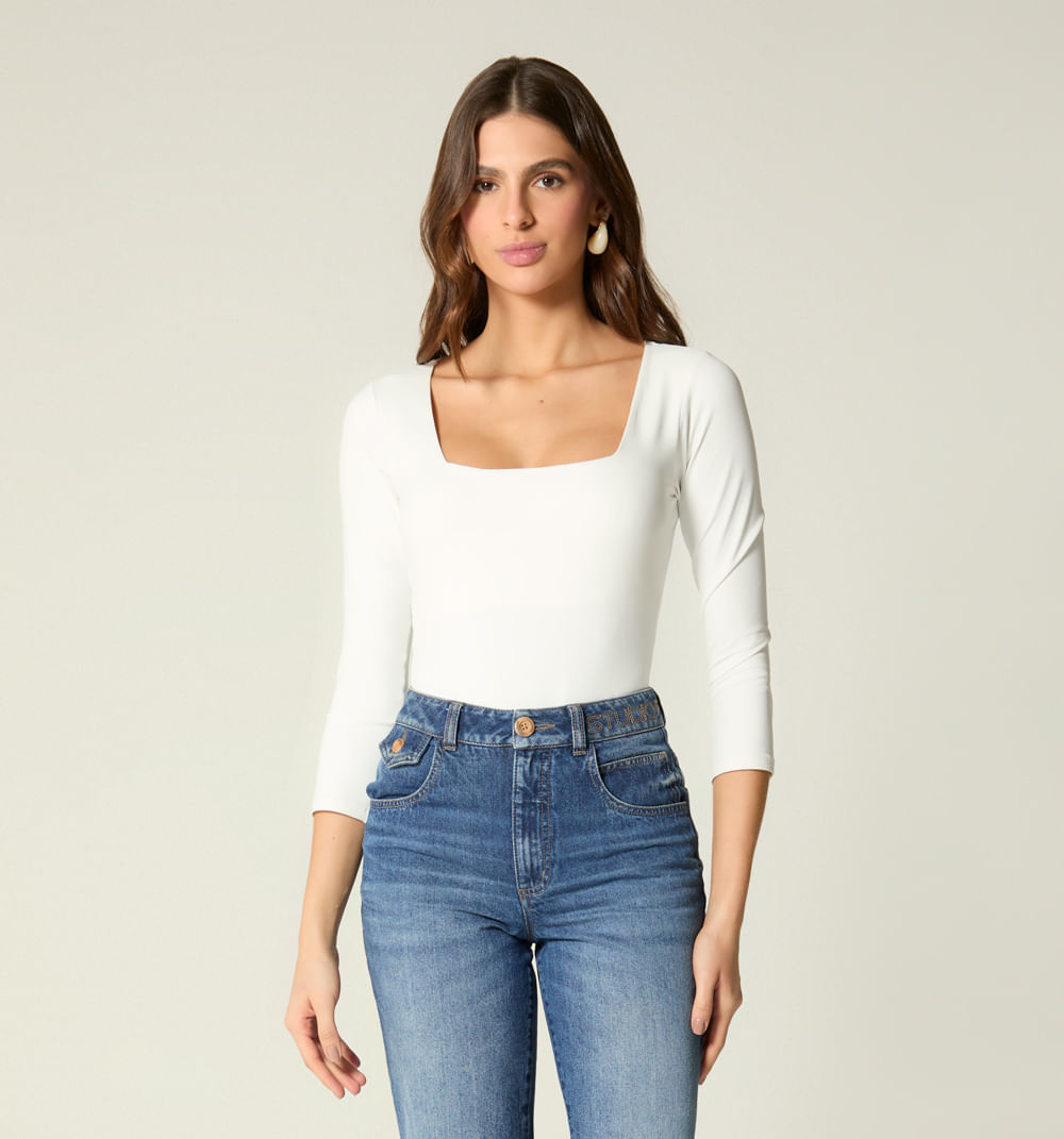 Blusa escote cuadrado  manga 3/4